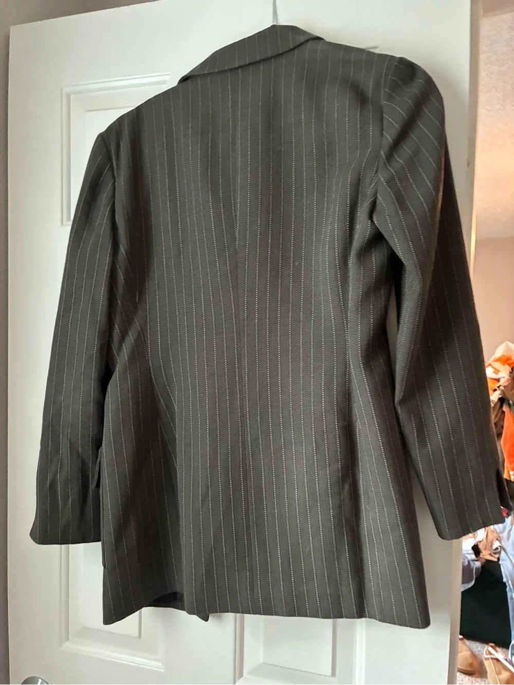 Vintage Christian Dior 2-Piece Wool Pinstripe Pantsuit Blazer Suit Size 6